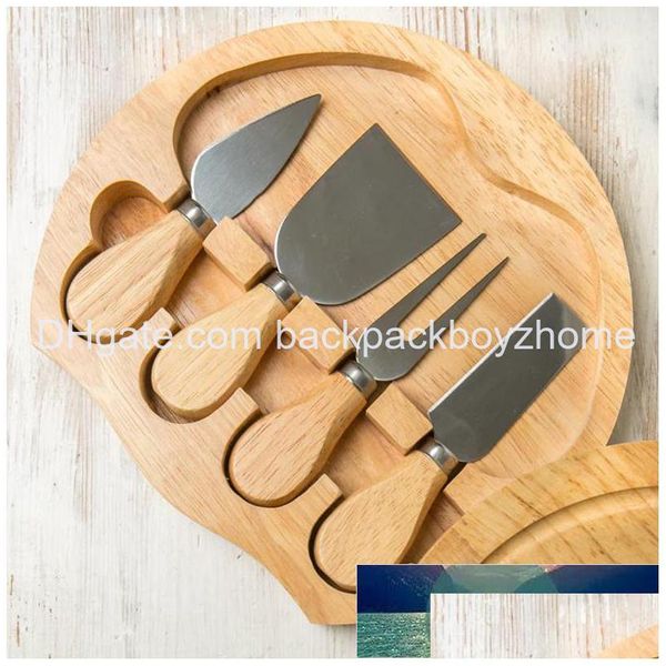 Käsewerkzeuge 4 Messer Set Besteck Stahl Edelstahl Slicer Cutter Holzgriff Minimesser Butter Spata Gabel Drop Delivery Home Garden K Otkpc