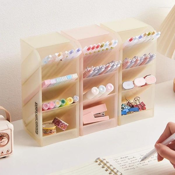 Scatole portaoggetti Contenitore multiuso rosa con design segmentato per riporre piccoli oggetti su scrivanie, cassettiere e scaffali 87HA