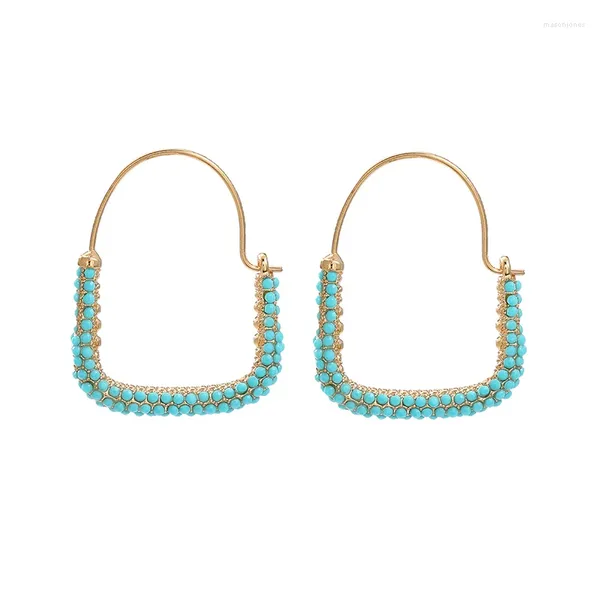 Orecchini a cerchio in metallo per le donne Pave Set pietre colorate Simpatici accessori geometrici per le vacanze Regali di gioielli di moda all'ingrosso MQ218