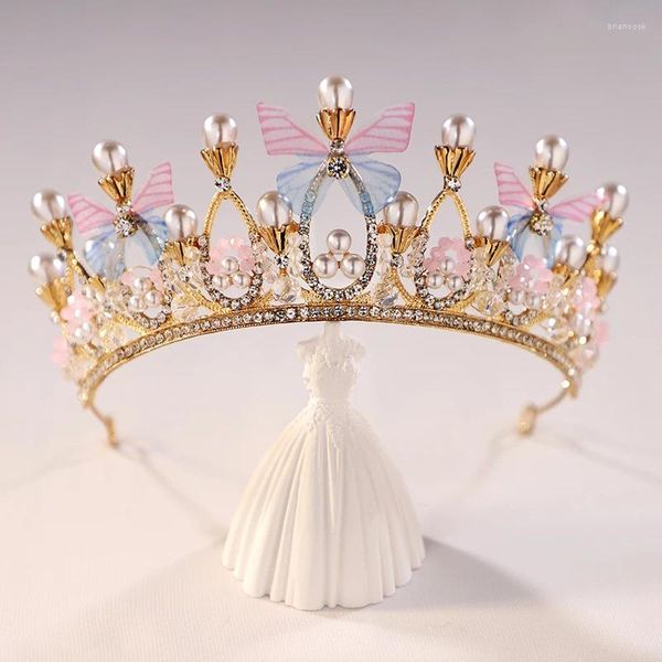 Grampos de cabelo borboleta pérola doce acessórios bonitos mulher noiva casamento dama de honra presente suas jóias luxo tiaras e coroas