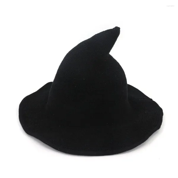 Berretti Cappello da mago Inverno caldo di lana Secchio per le donne 2023 Bacino a punta Halloween Maglia di lana Panama Pescatore