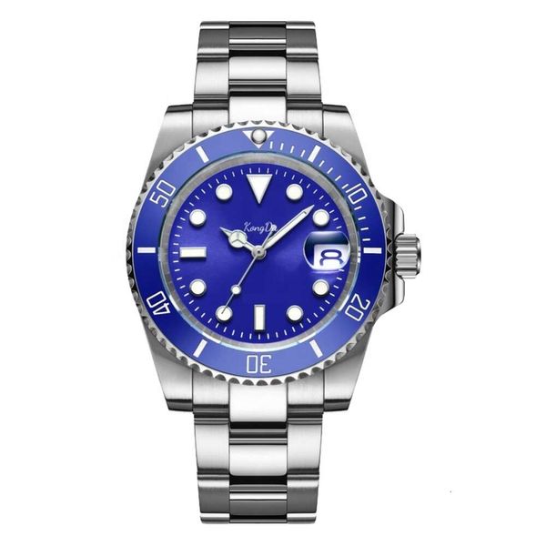 Personalizza Crea orologio da uomo subacqueo con quadrante blu in vetro zaffiro con movimento automatico