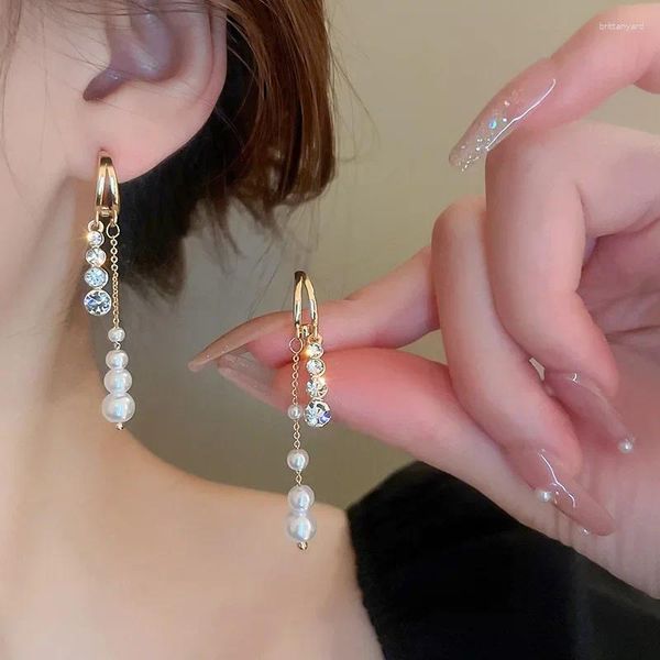 Orecchini pendenti coreani imitazione perla strass Taseel per donne ragazze eleganti gioielli femminili regali di lusso