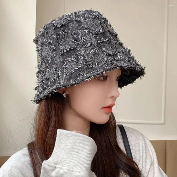 Berets estilo coreano chapéu de pescador chapéus elegantes para outono inverno balde de borda larga com borda de rebarba guarnição homens