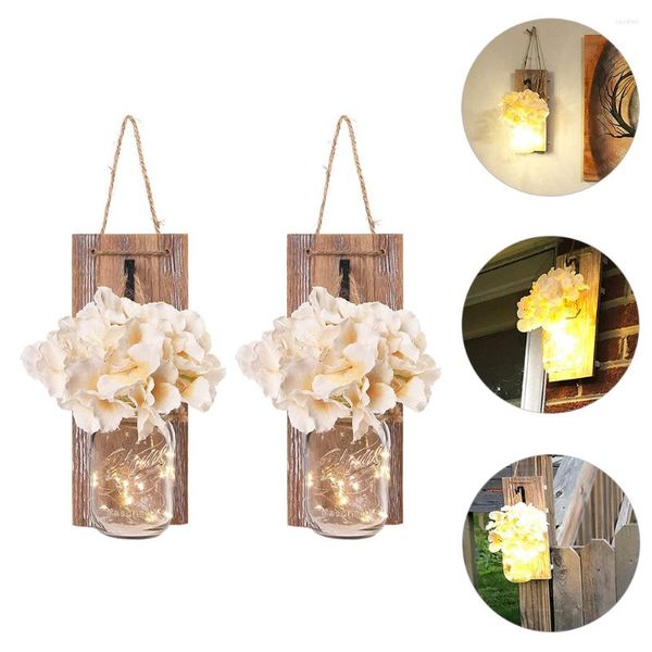 Tischlampen Wanddekoration Licht Hängeglas Mason Sconces Bauernhaus Rustikale Lampe Home Dekoratives Schlafzimmer Blumenvase Patio Lichterkette Holz