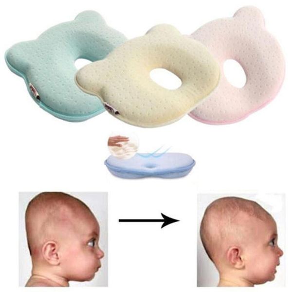 Cuscini Baby Stereotipato Memory Foam Cuscino neonato in cotone Protector Forma della testa Cuscino per dormire Cuscini da viaggio per 0-24 mesi 230422