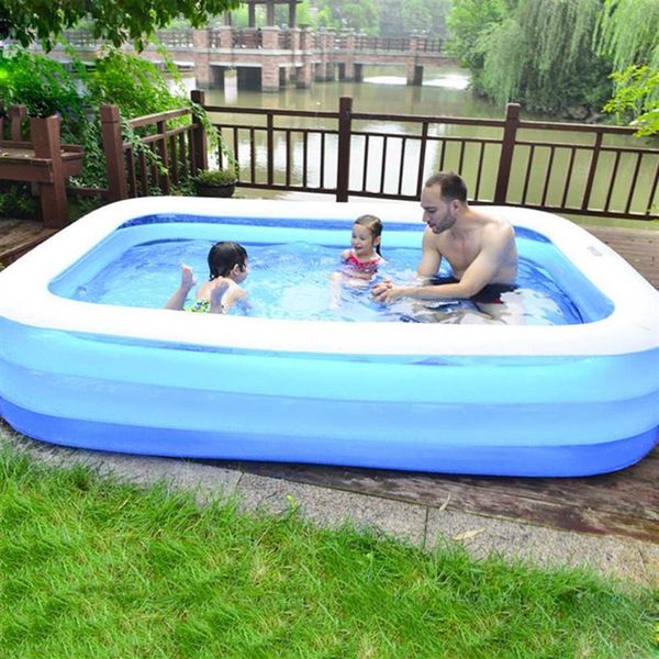 Bebê adultos verão piscina inflável adultos crianças engrossar pvc retângulo banheira de banho ao ar livre piscina infantil brinquedo de água interior x2413