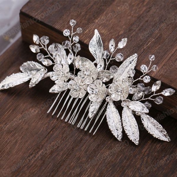 Flower Pearl Crystal Clip Hair Hairpin Bands de cabeceira para mulheres Acessórias de cabelo de casamento Jóias Tiara Gift