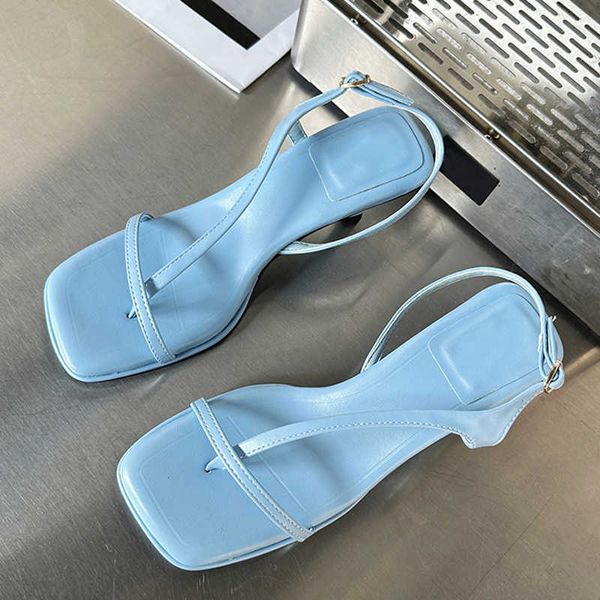 Kleid Schuhe Liyke Sommer Neue Mode Blau Weiß Frauen Sandalen Lässige Niedrige Dünne High Heels Schmalband Gladiator Pumps Karree Kleid Schuhe