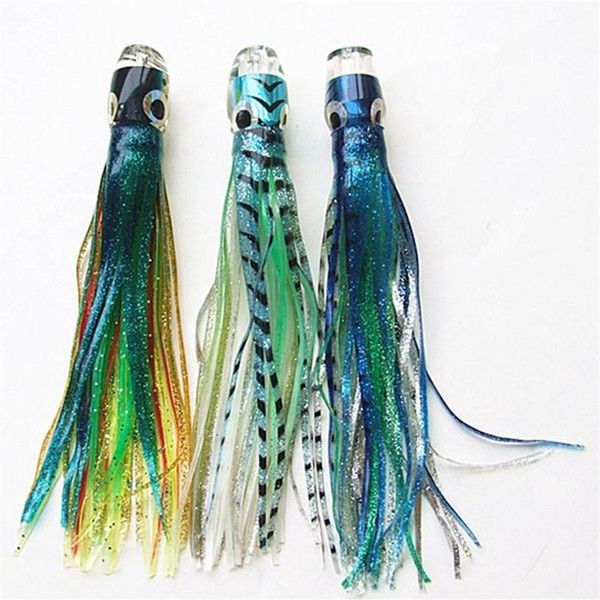 Gonna morbida per polpo Esca Richiamo per pesca in mare Gioco Trolling Fishing Lure Testa in resina con doppia gonna per polpo due dimensioni 8 pollici 6 5 pollici2821