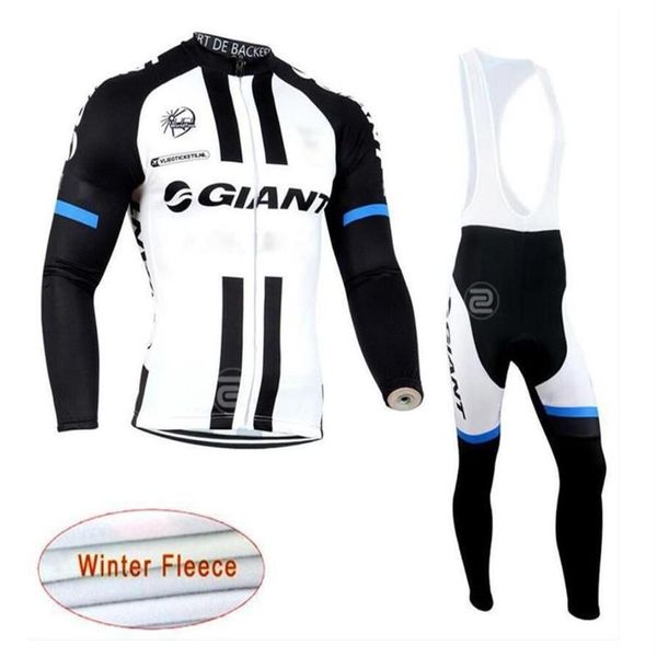 2019 NEW GIANT team Cycling Winter Thermal Fleece jersey bib pants set uomo maniche lunghe bici maillot roupa ciclismo lzfboss42322