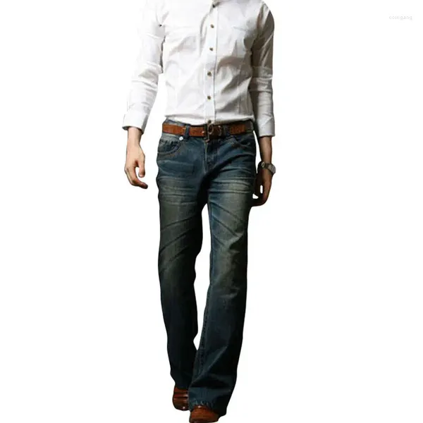 Herren-Jeans, ausgestelltes Boot-Cut-Bein, schmale Passform, mittlere Taille, männlich, Modis Designer, klassische Denim-Hosen, Biker