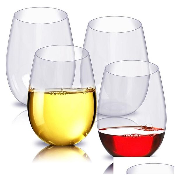 Şarap bardakları 4pc/set paramparça plastik cam kırılmaz pctg kırmızı bardak bardaklar yeniden kullanılabilir şeffaf meyve suyu bira bardağı damla deliv dhin1