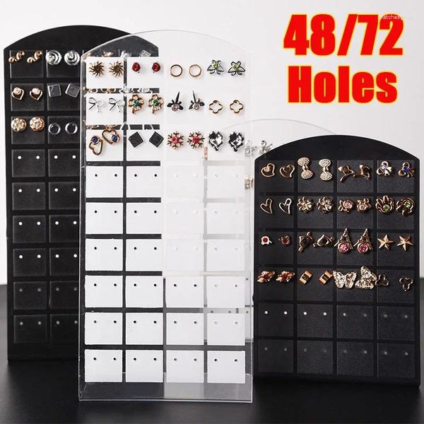 Bolsas de jóias 48/72 Display Holders Brincos Portáteis Ear Studs Titular Plástico Brinco Buracos Showcase Armazenamento Rack Organizador Caixa