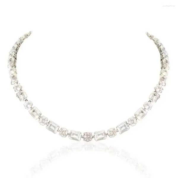 Pingentes loja 925 prata esterlina esmeralda corte criado moissanite pedra preciosa festa de casamento feminino corrente colar jóias finas