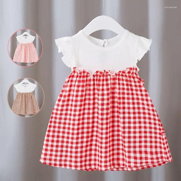 Mädchen Kleider Kinder Für Mädchen Sommer Baby Prinzessin Kleid Lässige Mode Kleidung Baumwolle Plaid Print Nette Party