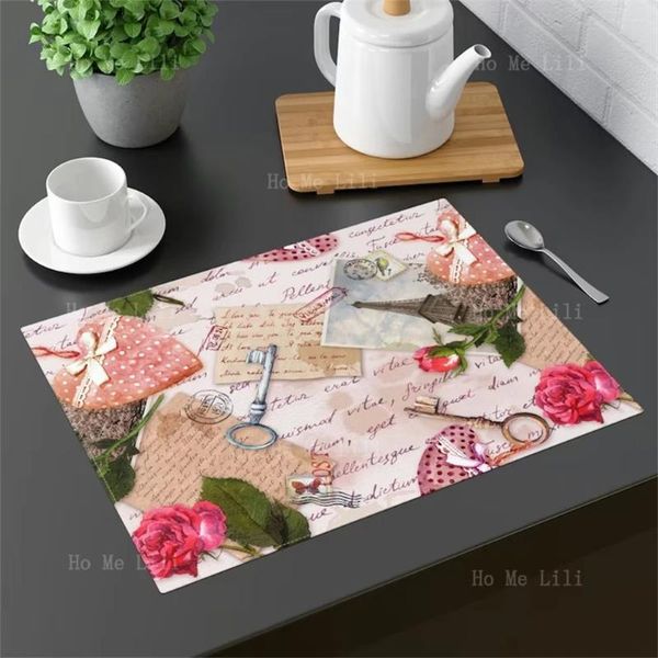 Tapetes de mesa Paris Love Letter Placemats Cozinha e Sala de Jantar Decoração Presentes para Família