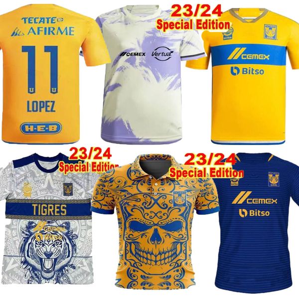 Футбольные майки Liga MX 2023 2024 Tigres GIGNAC NICO SOTELDO S.CORDOVA CORDOVA THAUVIN UANL дома в гостях 3rd 23 24 футбольная мужская рубашка