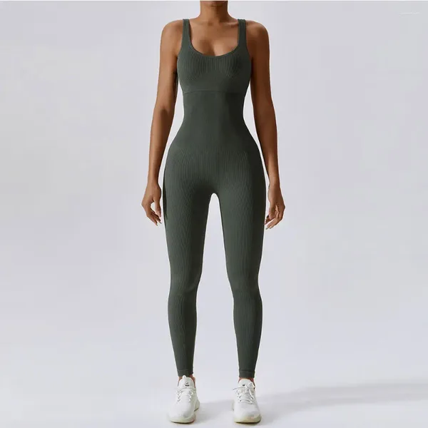 Conjuntos ativos conjunto de yoga feminino terno de uma peça macacão de dança fitness bodysuit treino siamês roupas esportivas sem costura ginásio playsuit