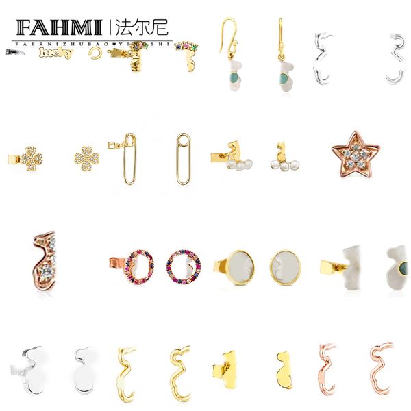 Fahmi hochwertige modische süße Perlenbrief Happy Crown Star Ring Voller Diamant Hollow Sweet Ohrringe besondere Geschenke für Mutterfrau Kinder Liebhaber Freunde