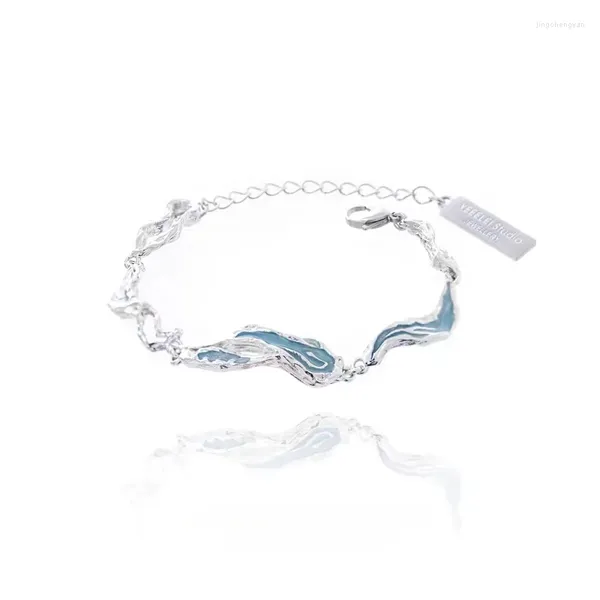 Braccialetti a maglie Bracciale azzurro da donna Con colla a goccia irregolare, accessori piccoli e di fascia alta