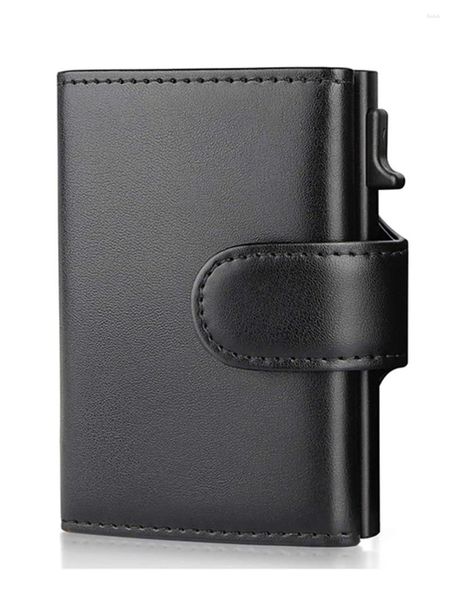 Geldbörsen Münzhalter Smart Wallet Echtes Kredit Trifold Gebwolf Slim Card Männer Taschenleder mit Aluminiumblockierung