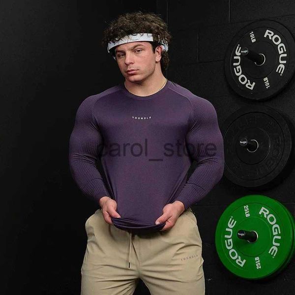 Homens camisetas Primavera Outono Novo Homens Manga Longa T-shirt Ginásio Esportes Fitness Apertado Roupas de Secagem Rápida Respirável Base Elástica Camisa J231121