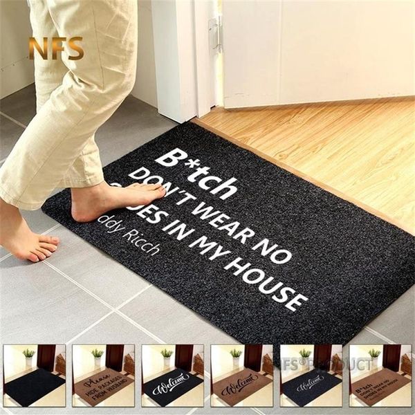 Ev Dekoratif Ön Kapı Paspaslı Giriş Puafat 40x60cm Polyester Siyah Kahverengi Tpr Kauçuk Kayma Zemin Halı Hoş Geldiniz S 220315311X