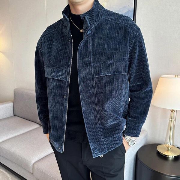 Jaquetas masculinas homens jaqueta de veludo 2023 outono inverno solto casual negócios social streetwear lapela casaco roupas de marca