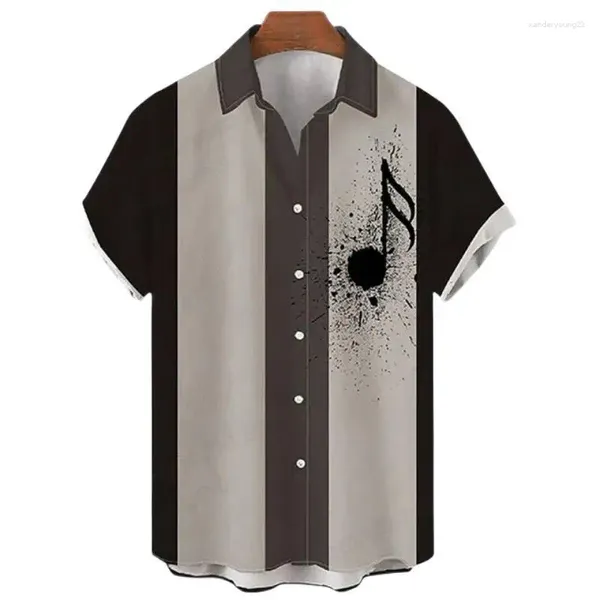 Мужские повседневные рубашки Music Note с 3D принтом, однобортная блузка большого размера, рубашка с лацканами для отдыха, пляжная рубашка Camisas Cuba, винтажная роскошная одежда Y2k
