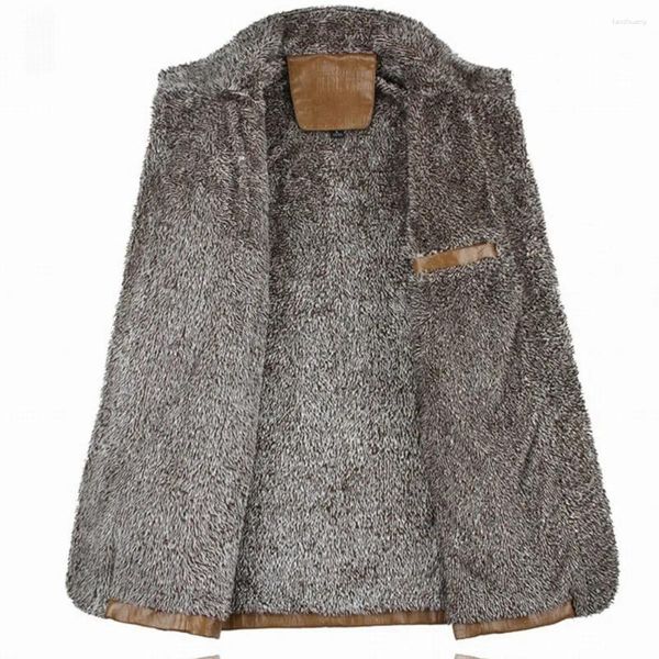 Jaquetas masculinas Parka Casaco 1 Mens Inverno Quente Faux Couro Trench Jacket Engrossar Fleece Fur Forrado Sobretudo