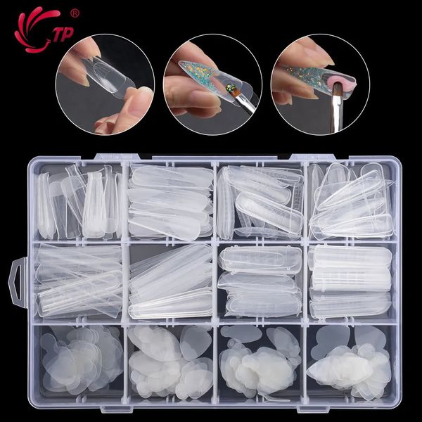 Unhas Falsas 192 PCS Cobertura Completa Prego Dupla Formas Sistema de Dueto de Unhas Dicas de Molde de Construção Rápida para Gel Manicure Nail Design Salon DIY em Casa 231121