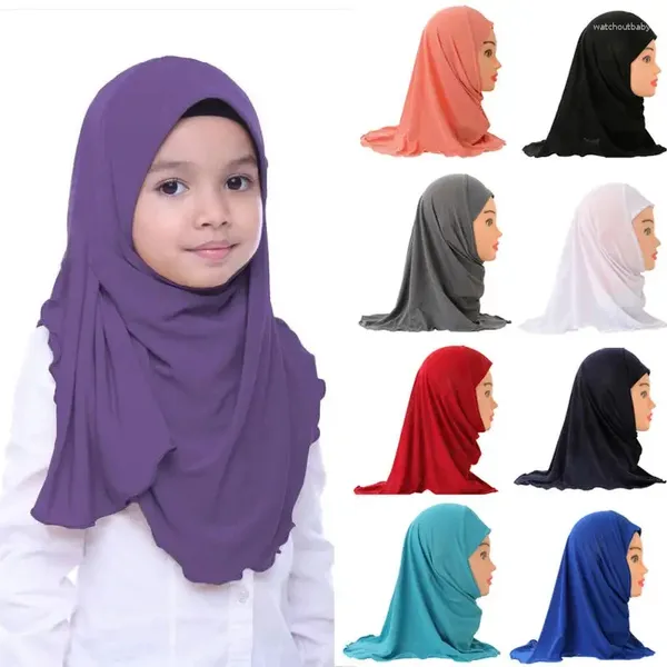 Schals Schönes schlichtes kleines Mädchen Hijab Kopftuch Einfache süße Hüte Damenmützen passen für 2-6 Jahre alte Mädchen Wickelkopf