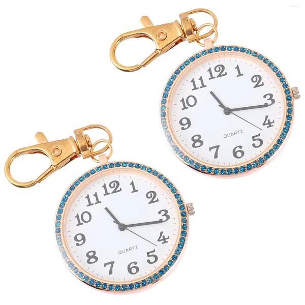 Taschenuhren, 2 Stück, digitale Herrenuhr, Unisex, Schlüsselanhänger, Geschenk, Karabinerring, Zinklegierung, Student