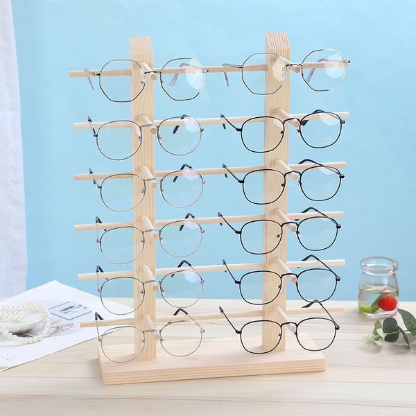 Espositore per occhiali da sole in legno massello Espositore per negozi di ottica Espositore per oggetti decorativi Vetrine per occhiali da sole in pino