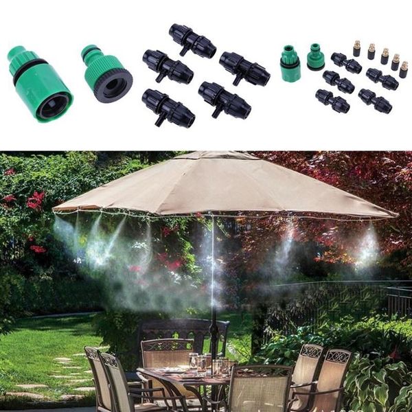 10m 10pcs Sprinkler Giardino esterno Nebulizzazione Sistema di raffreddamento Nebbia Ugello Sprinkler Kit acqua System269p