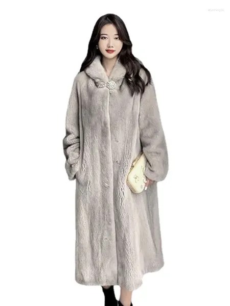 Женская меховая женская норковая шуба, зимнее X-длинное искусственное пальто, утепленная теплая серая верхняя одежда, женские уличные пальто с капюшоном, большие размеры 9XL