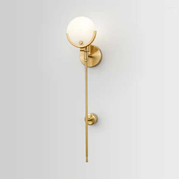 Lampada da parete Nordic Golden Soggiorno Camera da letto Sconce Light Classico Dolomite Paralume Corridoio Scala Sfondo Decor Luci