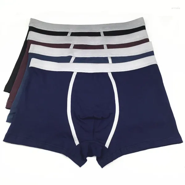 Cuecas boxer masculinas cuecas toda cor sólida 95 algodão de alta qualidade confortável spandex ângulo plano respirável para homens