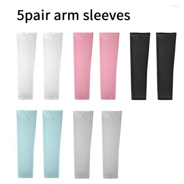 Ginocchiere 5 paia Long Ultra Thin High Elastic Straight Tube Solid Outdoor Sports Cooling Arm Sleeves Fishing Sun Protection Garden Work