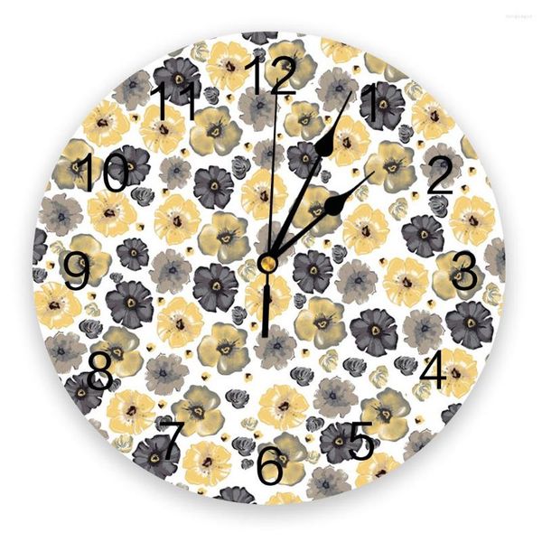 Настенные часы акварели Большие цветочные часы спальня безмолвные цифровые гостиные декор современный дизайн