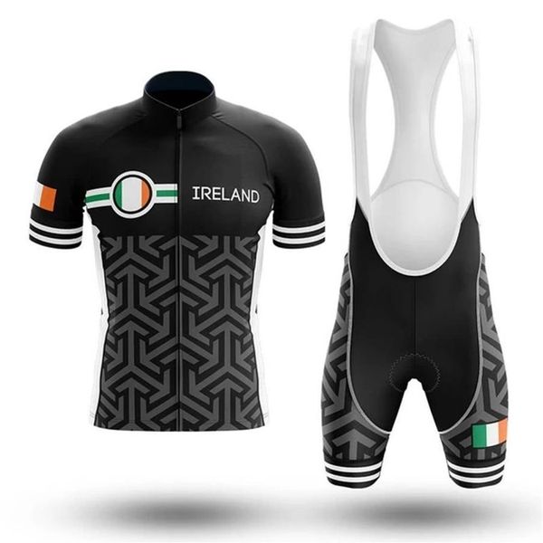 Novo 2022 Irlanda Preto Ciclismo Jersey 19D Pad Bicicleta Shorts Set Quick Dry Ropa Ciclismo Mens Pro BICYCLING Maillot Culotte Wear2767