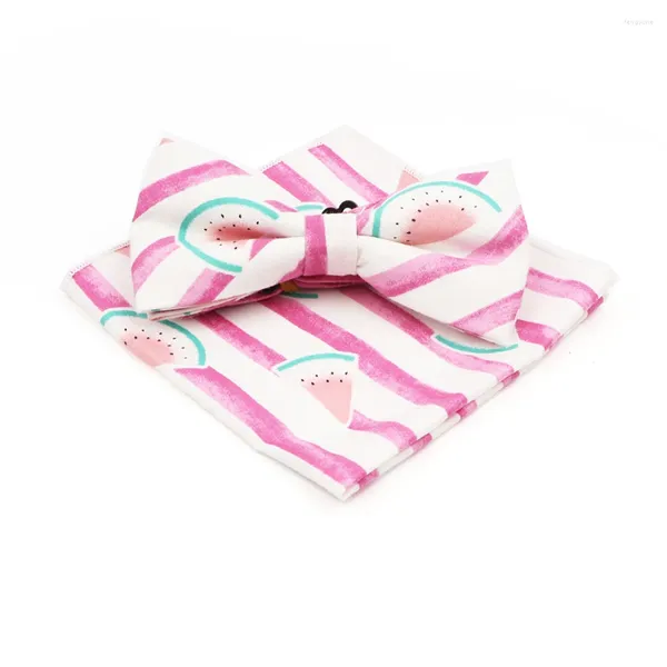 Papillon in cotone per bambini adulti Fazzoletti Set di fazzoletti da taschino con frutta e farfalla per abiti da festa, accessori per abiti, regali