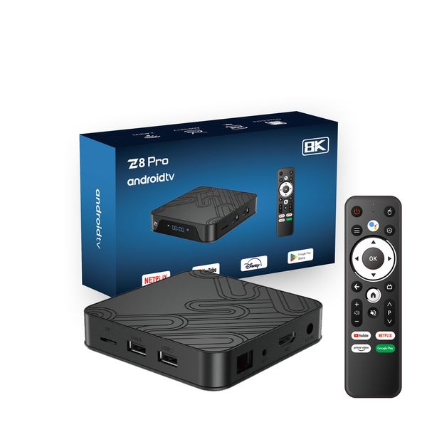 Novo Z8 Pro Android 12 OS ATV Box 4+32 GB Allwinner H618 Chip 100lan Smart TV Box com caixa de TV remota de voz BT