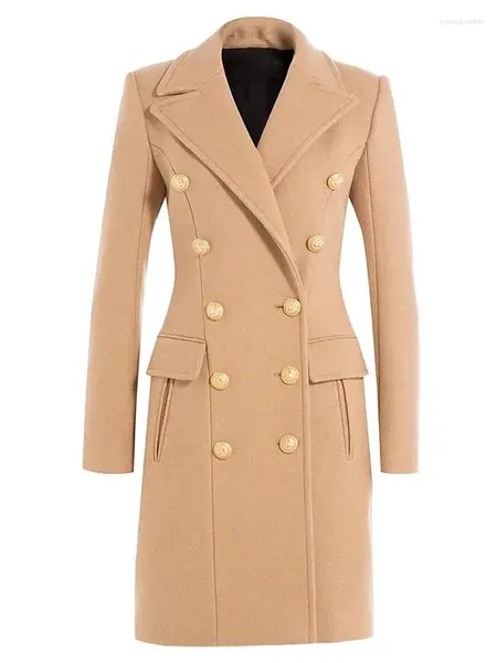 Cappotto da donna in lana HIGH STREET Est 2023 A/I stilista soprabito classico con bottoni a forma di leone, doppio petto, vestibilità slim