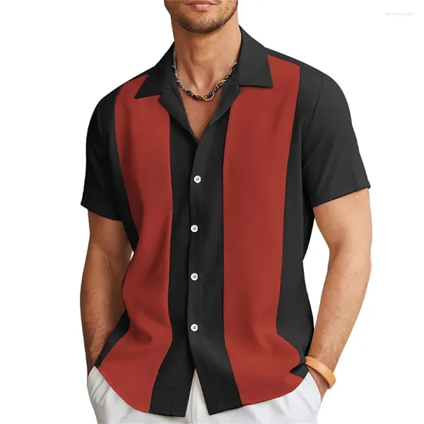 Camicie casual da uomo Camicia T-shirt estiva Nera e rossa Slim Fit Abbigliamento stampato quotidiano da strada Comodo alla moda XS-5XL