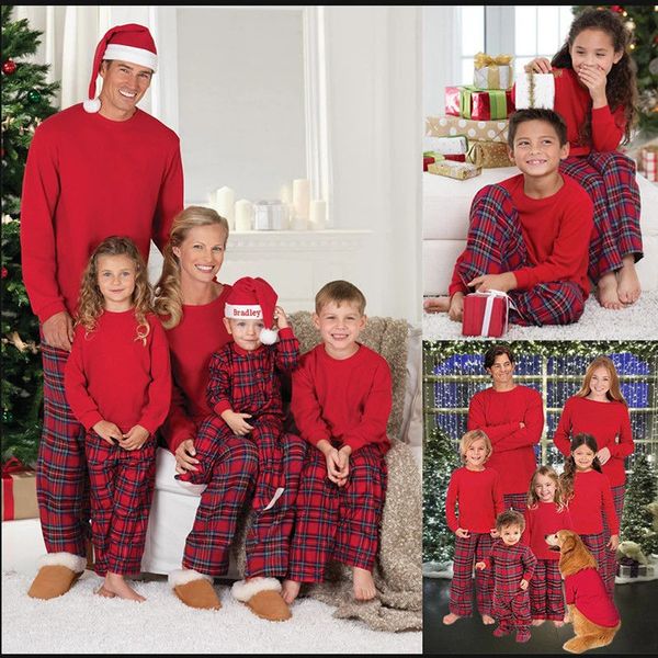 Aile Eşleşen Kıyafetler Noel Aile Eşleştirme Pijama Kıyafetleri Noel Kırmızı Ev Giyim Partisi Baba Anne ve Ben Placeswear Kadın Erkek Çocuk Nightwear 231121