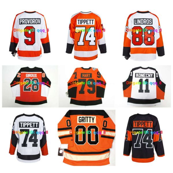 Carter Hart Owen Tippett 00 Gritty Flyers Hockey Jersey Reverse Retro Ivan Provorov Travis Konecny Eric Lindros Sean Couturier Cam York selten