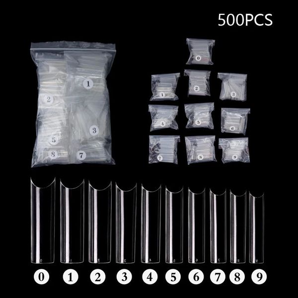 Unhas Falsas 500 Pcs Transparente Natural Falso Dicas de Unhas C Curvo Extra Longo Quadrado Reto Unhas Artificial Acrílico Manicure Nail Art Ferramenta 231121