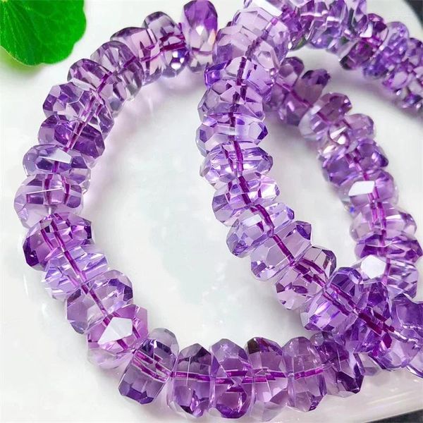 Link-Armbänder, natürliches facettiertes Amethyst-Armband, Schnur-Charms, handgefertigt, Glücksenergie, Armreif, Mineral, Frau, Amulett, Schmuck, Geschenk, 1 Stück, 13 x 6 mm